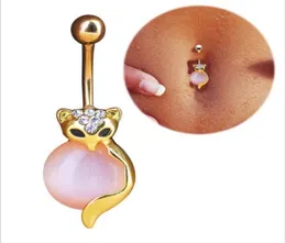 10pcs Fox Gem Navel Anel Belly Butrine Buckle Navel Puncture Jewelry2337894