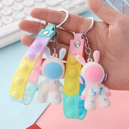 Hooks Space Keyring 3D Solid Soft Adhesive Doll Bag Pendant Car Keychain Bookcase Ring