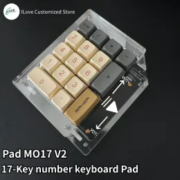الملحقات رقم USB PAD اللمس الميكانيكية مجموعة DIY MINI KEYBOARD 17 مفاتيح POTHOSHOP المحاسبة Numpad Hotswap ملحقات الكمبيوتر لوحة المفاتيح