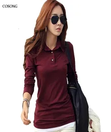 Spring Autumn Casual Polo Women 2017 Novo pólo de manga longa MUJER MUJER BLANCO BRANCO TOPS PLUSTURAS LADY Polo Shirt Femme A5588396831