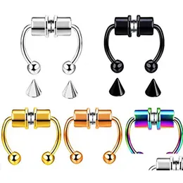 Nasenringe Stollen Magnetisch gefälschter Piercing Ringlegier Hoop Septum für Männer Frauen Schmuck Geschenke Drop Lieferkörper dhxfh