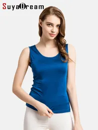 Suyadream Women Tanks Sticked Real Silk Solid Vest O Neck Sleeveless Basic T Shirt Sprin Summer Tops 240407