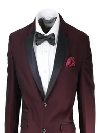 Burgundy erkek takım elbise 2 adet ceket pantolon iki düğme resmi giyim damat adam takım elbise düğün smokin giymek 8020060