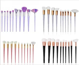 10pcs Unicorn Spiral Makeup Brush Fan Rainbow Brushes 4 Colors Foundation Powder Eye Shadow Brush5792986