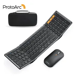 Yazıcılar Protoarc XKM01 Trifold Bluetooth Kablosuz Klavye ve Fare Combo Protable Slim 2.4G Tam Boyut 105 Anahtar Katlanabilir Klavyeler