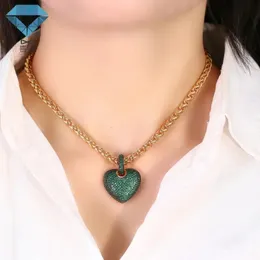 Cross Border Diamond Inlaid Heart Shaped Pendant Necklace Niche Fashion Style Heartshaped Collarbone Chain 240407