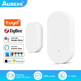 Детектор Tuya Zigbee Door Sensor Mini App Удаленный сигнал тревоги Открыть/закрытый детектор Умный дом защита домов работы с Alexa Google Home