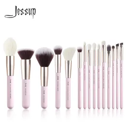 Jessup 메이크업 브러시 세트 15pcs 전문 브러시 파운데이션 파우더 아이 섀도우 블렌더 블러셔 브로치 240403