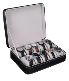 10 Slot Watch Box Storage Boxes Codes Hülle Schmuck Organizer mit 10 abnehmbaren Uhrenkissen Samtfutter Reißverschluss Synthet7430982