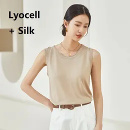 Lyocell Silk Summer Summer Top Women Tops Roupos de tanque para mulheres Camisa branca de roupas sexy Corset camisas de moda preta fofa 240407