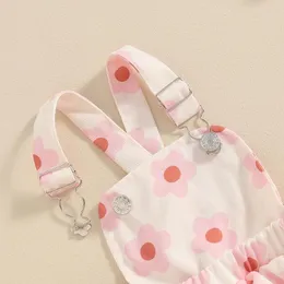 Zestawy odzieży Urodzone Baby Girls Flower Spódnice Zestaw 3PCS Letni strój kwiatowy nadruk żebrowane krótkie rękawie Romper Suspirt Suit