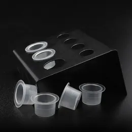 2024 1pc Tattoo Supplies Tattoo Ink Cup Halter Ständer 7 Löcher Schwarz Edelstahl Make -up Accessoires Haut Maquillage Permanent für Tattoo