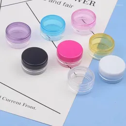 Speicherflaschen 10pcs leer 3/5g -Fahrt kleine farbenfrohe Abdeckungen Klar plastische kosmetische Topfgläser mit Deckel für Gesichtscreme Lippenbehälter