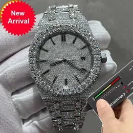 10A AP Mens 2023 Version VVS Moissanite Uhren Automatische Silber Diamonds Pass Test Top Quality ETA Bewegung 904L Edelstahl ECED SAPPHIRE WATCH WASGERFORT