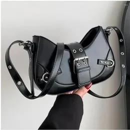 Borse da donna in stile gotico Borsa trasversale Cingcio regolabile e fibbia Y2K spalla Punk Satchel Grande capacità per vacanza per feste