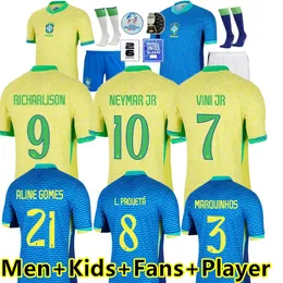 2024 2025 브라질 축구 유니폼 L.Paqueta Neymar Vini Jr. 24 25 P.Coutinho Richarlison 축구 셔츠 G.Jesus T.Silva Bruno G. Pele Casemiro 팬 플레이어 남자 아이들 키트 저지