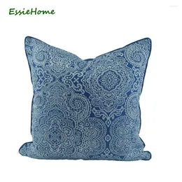 Pillow ESSIE HOME 45 Cm Chinese Pattern Blue Navy Royal Case Cover Jacquard With Piping Edge
