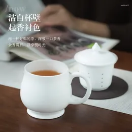 Teaware set Jingdezhen Solid Color Ceramic Cup Tea Water Separation Chinese White Porcelain Office Home Brewing With Cover