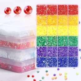 Bulbs 19800pcs 3/4/5mm Mix Color Ab Pixie Stone Resin Part Nail Box Kit 24Girds Round Back Back Back Jelly Sinestones Bulk Gem