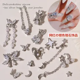 Кремы 17 шт сайте для ногтей хрустальные бриллиантовые декор Sier Zircon Star Moon Pearl Butterfly Accessories