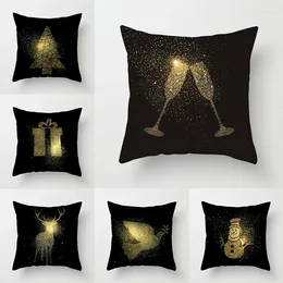 Pillow Golden Christmas Decorativa Jaqueta de Poliéster impressa no Sofá Escritório de Decoração de Casa FUNA DE ALMOHADA