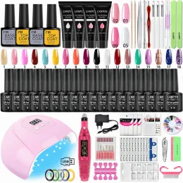 Kits kit de unhas de acrílico Kits para extensões de unhas de unhas de unhas com lâmpada de unha UV Ferramentas de manicure de unhas de lâmpada elétrica