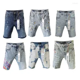 Men's Jeans Fashion Purple Brand Denim High Street Plus Size Hip-hop Ripped Shorts Stylish And Slim Pants