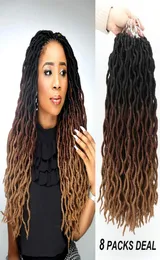 Dalgalı Çingene Locs Ombre Tığ saçları 18quot 8 packslot tanrıça locs fux locs African kökleri Dreadlocs sentetik örgü saçlar exte8121932