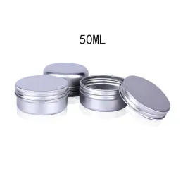 Läppstift 100 st 50g prov aluminium grädde burk potten, 50 ml nagellack ansikte överstrykningspulver tomma kosmetiska metallbehållare