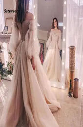 Satsweety 2023 العاج المسائي ثياب أورجانية قبالة الكتف الأكمام الطويلة اللباس الرسمي رداء ديري Aebiye Prom Dresses6268904