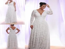 Abiti da sposa in pizzo taglie forti con maniche lunghe rimovibili A abiti da sposa per pavimenti per abiti da sposa 66423206