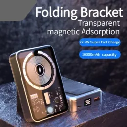 Drohnen 10000mAh transparente magnetische drahtlose Strombank tragbare externe Backup -Batterie 22.5W schnelles Ladegerät für Mobiltelefon