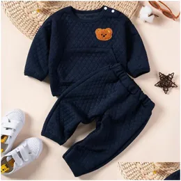 Clothing Sets Baby Boy Girl Thickened Casual Set Winter Kids Top Pants 2Pcs Toddler Cartoon Loungewear Drop Delivery Maternity Otyuh