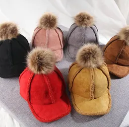 Cappelli invernali per bambini ragazzi ragazze in pelle scamosciata agnello più velluto berretti da baseball caldo bandiere per bambini cappelli di lusso di lusso per bambini Snapback Cap7620043