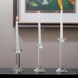 شموع شموع زخارف الزفاف الكريستال الحديثة Centro de Mesa Candlestick Europe Home Associory Glass Crafts الحلي