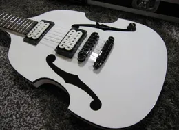 الترويج PGM 700 Paul Gilbert Mij Violin White Electric Guitar Double F Hole Paint Black Hardware Body Body Binding4966988