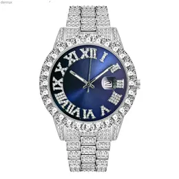 기타 시계 남성 시계 럭셔리 브랜드 All Diamond Mens Watch AAA CZ Quartz Mens Watch 방수 힙합 남성 시계 선물 240403