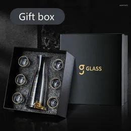 Wine Glasses High-end Gold Foil Liquor Cup Suit Crystal Glass For Home Mini S Chinese Style Fine Divider Gift Box