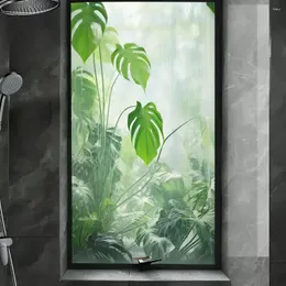 Window Stickers PVC Frosted Privacy Film Hazy Plant Pattern Bathroom Glass Door Anti UV Glue-free Electrostati Sticker