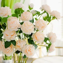 Dekorativa blommor Simulering Western Rose European Home Decoration Wedding Guide Fake Flower Bundle Rich and Noble 3 Ocean Peonies