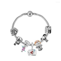 Charm Bracelets Original Pandoraer Bracelet Enamel Beads Charms Stainless Steel Round-Shape Colorf Dangle Pendants Bangle Jewelry Dro Dhtxl