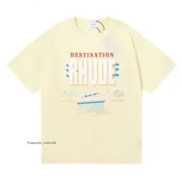 Rhude Shirt Ins Het Spring Summer TシャツアメリカンラグジュアリーrhudesスケートボードメンズデザイナーTシャツ女性男性カジュアルグッドルーデスTシャツ6237