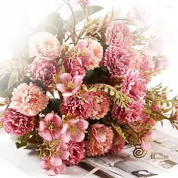 Flores decorativas 20 cabeças de flores 1 Bunco de bando de estilo europeu pequeno cravo lilás