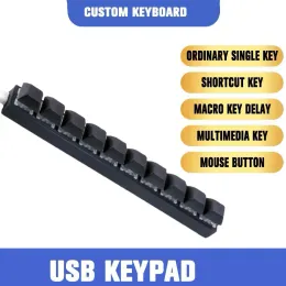 Klavyeler Özel Mini USB Kablolu 10 Anahtar Klavye DIY Kısayol Klavye Siyah USB PC için Programlanabilir Makro Mekanik Klavye