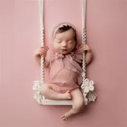 Pads Photography Props Wooden Swing for Baby Newborn Photo Shooting Furniture Infant Diy Photo Posing Party Backdrop Props