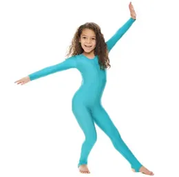 Girls Dance Gymnastics Långärmhet Unitard for Kids CatSuit Stirrup Lycra Show Stage Wear Zentai Childrens Unitards6517610