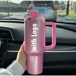 Staneless 1: 1 samma kosmo rosa parada 40oz rostfritt stål co märke flödesstat tumbler flamingo 40 oz quencher h2.0 Alla hjärtans dag gåva mugg röda målkoppar 10 kp