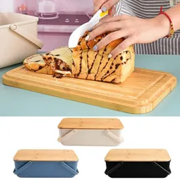 Bottiglie di stoccaggio scatola di pane con coperchio tagliente Multifunzionale Contenitore alimentare Manico in legno per i dessert toast