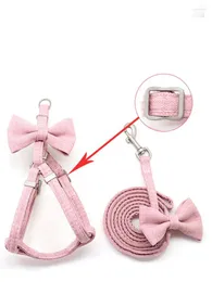 Dog Collars Pet Rope Fashion Plaid Dress Bowknot Walk The Cat's Chest And Back Drawstring Supplies Harness Leash Set
