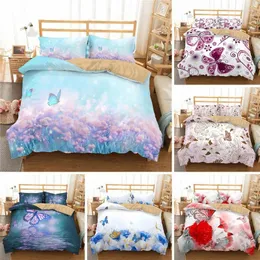Постилочные наборы мягкой бабочки цветочной набор для девочек подростки розовые цветы печатная одеяло. Легкий уход и дышащая наволочка для стеганого одеяла